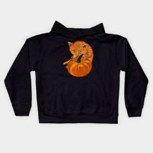 Pumpkin and ginger cat in Autmn Kids Hoodie